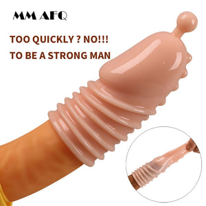 Lengthen Reusable Enlargement Condoms Extend G point Ring Male Penis Extension Sleeves Sex Toys for Man Adults Intimate Goods - Pleasure Bar