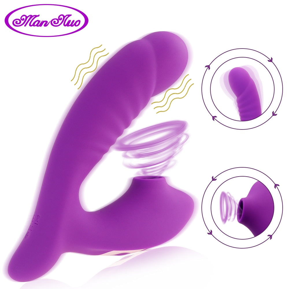 Clitoral Sucking G Spot Dildo Vibrator with 10 Powerful Modes Clit Sucker Rechargeable Clitoris Stimulator Sex Toys for Women - Pleasure Bar