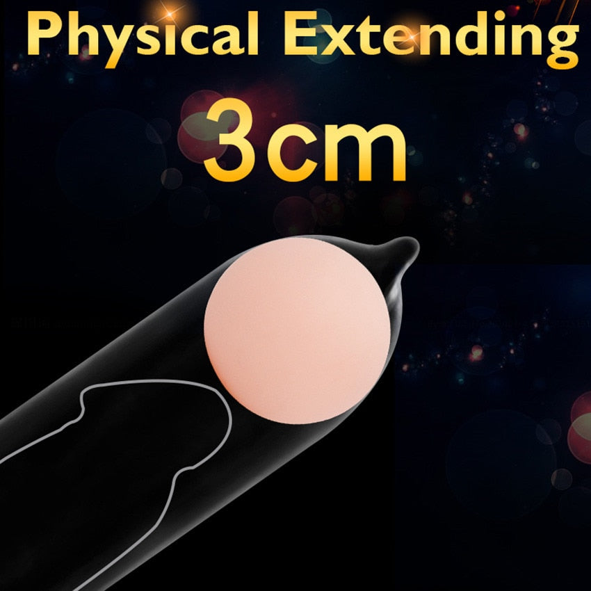 2pcs Beads Condoms Sex Toys for Men Penis Enlarger Reusable Ball Penis Extender Delay Ejaculation Contraception Cock Rings - Pleasure Bar