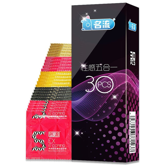 Mingliu 30pcs 5 Types Ultra Thin Condoms Sexy Latex Dots Pleasure Natural Rubber Condones Male Contraception Penis Sleeve - Pleasure Bar