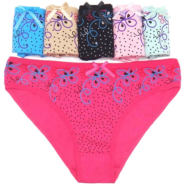 Women's Panties Cotton Low-waist Briefs Floral Print Underpants - Pleasure Bar