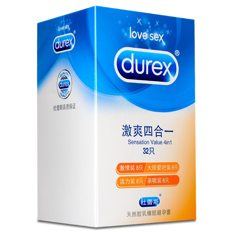 Durex 32Pcs/Pack Sensation Value 4in1 Ultra Thin Sexy Lubricated Condoms Sex Toys Condom for men Vanilla Flavor - Pleasure Bar