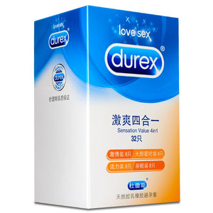 Durex 32Pcs/Pack Sensation Value 4in1 Ultra Thin Sexy Lubricated Condoms Sex Toys Condom for men Vanilla Flavor - Pleasure Bar