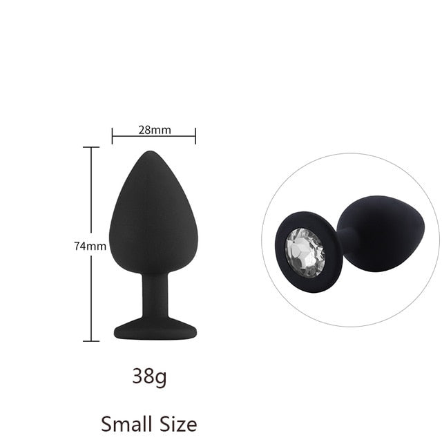 Butt Plug Safe Silicone Butt Plug With Crystal Jewelry Anal Plug Vaginal Plug Sex Toys For Woman Men Anal Dilator Toys for Gay - Pleasure Bar