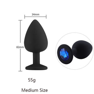 Butt Plug Safe Silicone Butt Plug With Crystal Jewelry Anal Plug Vaginal Plug Sex Toys For Woman Men Anal Dilator Toys for Gay - Pleasure Bar