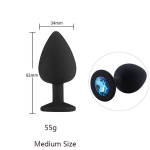 Butt Plug Safe Silicone Butt Plug With Crystal Jewelry Anal Plug Vaginal Plug Sex Toys For Woman Men Anal Dilator Toys for Gay - Pleasure Bar