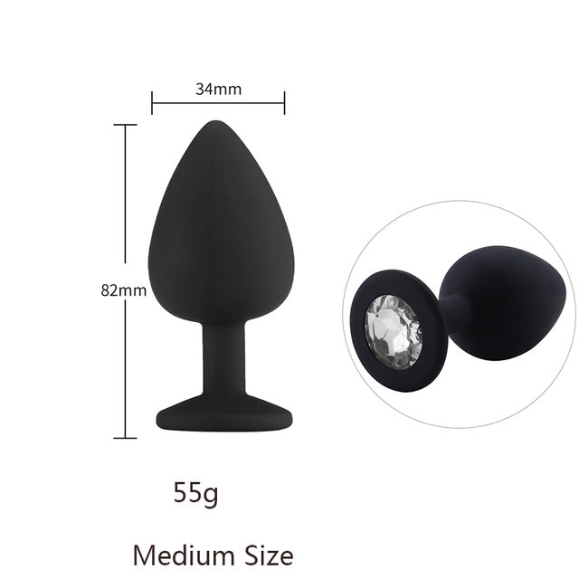 Butt Plug Safe Silicone Butt Plug With Crystal Jewelry Anal Plug Vaginal Plug Sex Toys For Woman Men Anal Dilator Toys for Gay - Pleasure Bar