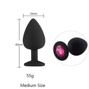 Butt Plug Safe Silicone Butt Plug With Crystal Jewelry Anal Plug Vaginal Plug Sex Toys For Woman Men Anal Dilator Toys for Gay - Pleasure Bar