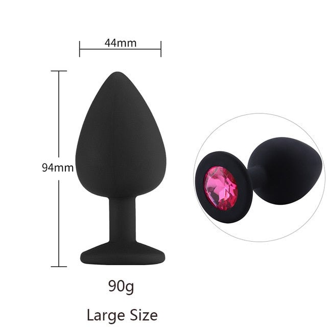 Butt Plug Safe Silicone Butt Plug With Crystal Jewelry Anal Plug Vaginal Plug Sex Toys For Woman Men Anal Dilator Toys for Gay - Pleasure Bar