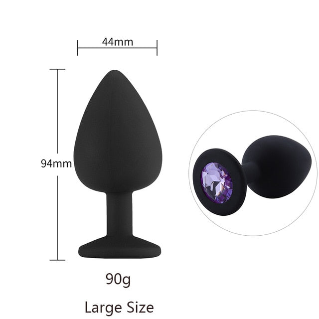 Butt Plug Safe Silicone Butt Plug With Crystal Jewelry Anal Plug Vaginal Plug Sex Toys For Woman Men Anal Dilator Toys for Gay - Pleasure Bar