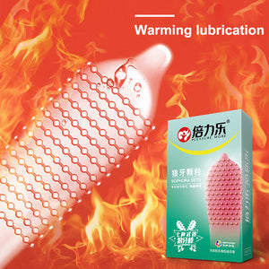 Beilile 10Pcs Fire & Ice Spike Condoms Large Dots Orgasm G-Spot Massage Penis Sleeve for Sex With Studs Funny Condoms For Men - Pleasure Bar