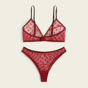 Sexy Mesh Lingerie set / Breathable red Wire (free bralette with sexy underpants)  - Pleasure Bar