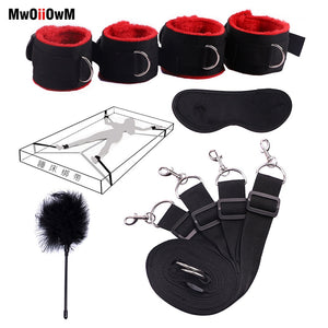 Sex Toys For Woman Men BDSM Bondage Set Under Bed Erotic Restraint Handcuffs & Ankle Cuffs & Eye Mask Adults Games for Couples - Pleasure Bar