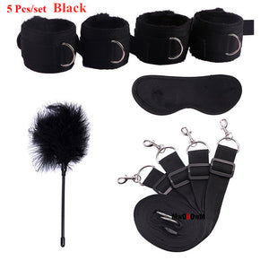 Sex Toys For Woman Men BDSM Bondage Set Under Bed Erotic Restraint Handcuffs & Ankle Cuffs & Eye Mask Adults Games for Couples - Pleasure Bar