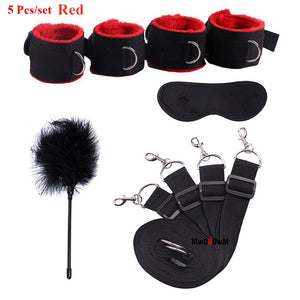 Sex Toys For Woman Men BDSM Bondage Set Under Bed Erotic Restraint Handcuffs & Ankle Cuffs & Eye Mask Adults Games for Couples - Pleasure Bar