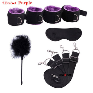 Sex Toys For Woman Men BDSM Bondage Set Under Bed Erotic Restraint Handcuffs & Ankle Cuffs & Eye Mask Adults Games for Couples - Pleasure Bar