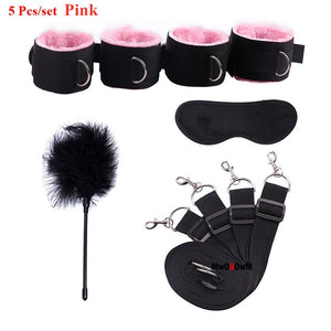 Sex Toys For Woman Men BDSM Bondage Set Under Bed Erotic Restraint Handcuffs & Ankle Cuffs & Eye Mask Adults Games for Couples - Pleasure Bar