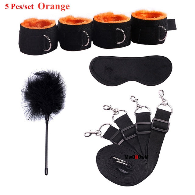 Sex Toys For Woman Men BDSM Bondage Set Under Bed Erotic Restraint Handcuffs & Ankle Cuffs & Eye Mask Adults Games for Couples - Pleasure Bar