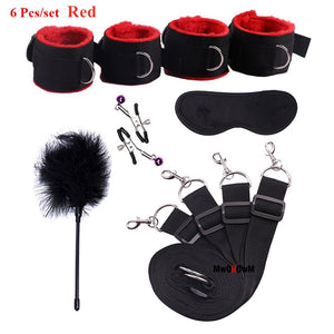 Sex Toys For Woman Men BDSM Bondage Set Under Bed Erotic Restraint Handcuffs & Ankle Cuffs & Eye Mask Adults Games for Couples - Pleasure Bar