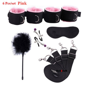 Sex Toys For Woman Men BDSM Bondage Set Under Bed Erotic Restraint Handcuffs & Ankle Cuffs & Eye Mask Adults Games for Couples - Pleasure Bar