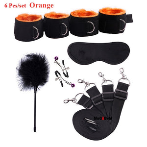 Sex Toys For Woman Men BDSM Bondage Set Under Bed Erotic Restraint Handcuffs & Ankle Cuffs & Eye Mask Adults Games for Couples - Pleasure Bar