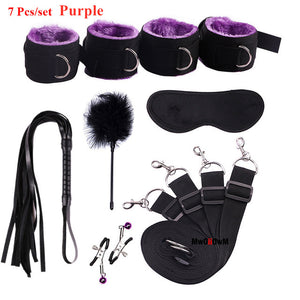 Sex Toys For Woman Men BDSM Bondage Set Under Bed Erotic Restraint Handcuffs & Ankle Cuffs & Eye Mask Adults Games for Couples - Pleasure Bar