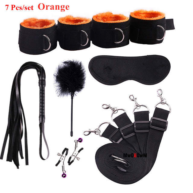 Sex Toys For Woman Men BDSM Bondage Set Under Bed Erotic Restraint Handcuffs & Ankle Cuffs & Eye Mask Adults Games for Couples - Pleasure Bar