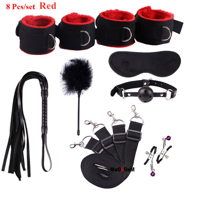 Sex Toys For Woman Men BDSM Bondage Set Under Bed Erotic Restraint Handcuffs & Ankle Cuffs & Eye Mask Adults Games for Couples - Pleasure Bar