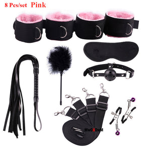 Sex Toys For Woman Men BDSM Bondage Set Under Bed Erotic Restraint Handcuffs & Ankle Cuffs & Eye Mask Adults Games for Couples - Pleasure Bar