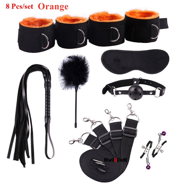 Sex Toys For Woman Men BDSM Bondage Set Under Bed Erotic Restraint Handcuffs & Ankle Cuffs & Eye Mask Adults Games for Couples - Pleasure Bar