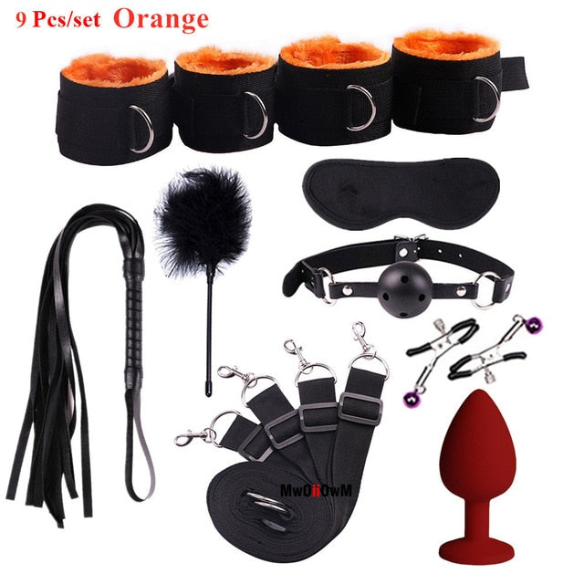 Sex Toys For Woman Men BDSM Bondage Set Under Bed Erotic Restraint Handcuffs & Ankle Cuffs & Eye Mask Adults Games for Couples - Pleasure Bar