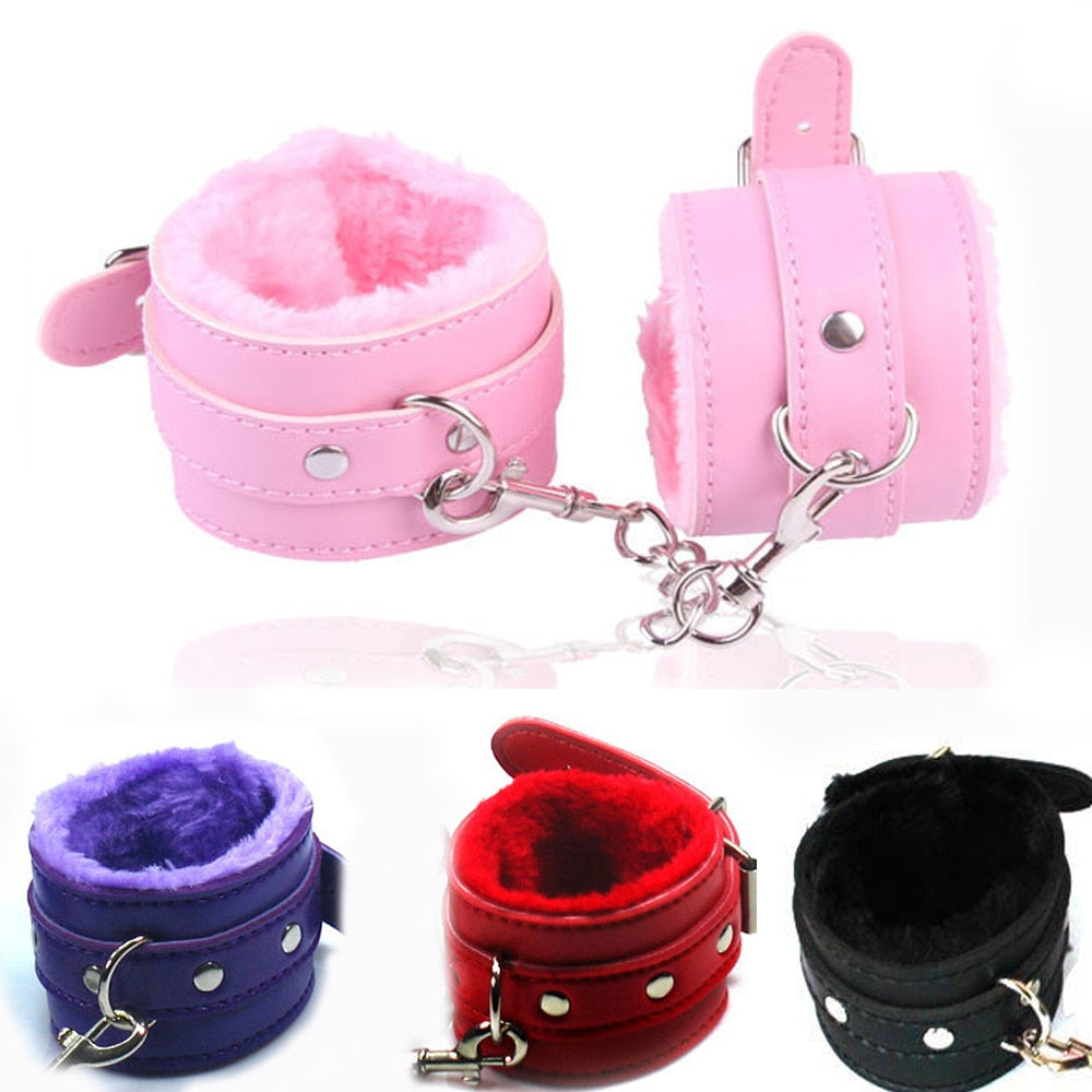 Sex Game Handcuffs PU Leather Restraints Bondage Cuffs Roleplay Tools Sex toys for Couples 4 Colors - Pleasure Bar