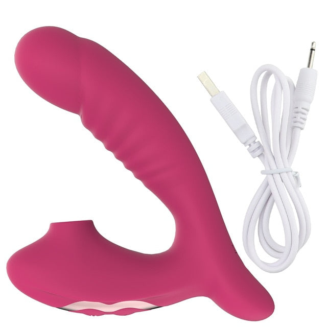 Clitoral Sucking G Spot Dildo Vibrator with 10 Powerful Modes Clit Sucker Rechargeable Clitoris Stimulator Sex Toys for Women - Pleasure Bar