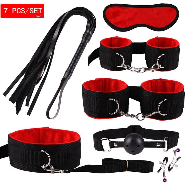 MwOiiOwM Exotic Accessories Nylon Sex Bondage Set Sexy Lingerie Handcuffs Whip Rope Anal Vibrator Adult Sex Toy for Couples - Pleasure Bar