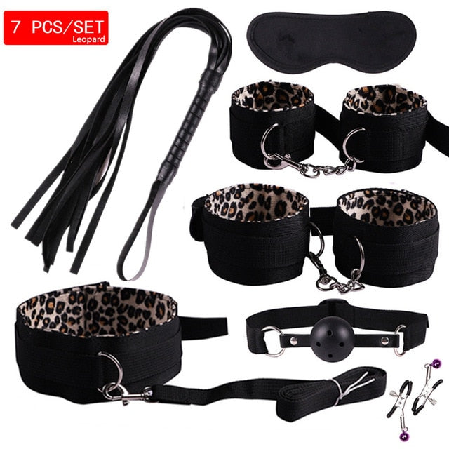 MwOiiOwM Exotic Accessories Nylon Sex Bondage Set Sexy Lingerie Handcuffs Whip Rope Anal Vibrator Adult Sex Toy for Couples - Pleasure Bar