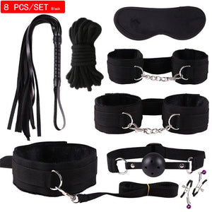 MwOiiOwM Exotic Accessories Nylon Sex Bondage Set Sexy Lingerie Handcuffs Whip Rope Anal Vibrator Adult Sex Toy for Couples - Pleasure Bar