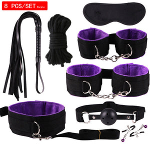 MwOiiOwM Exotic Accessories Nylon Sex Bondage Set Sexy Lingerie Handcuffs Whip Rope Anal Vibrator Adult Sex Toy for Couples - Pleasure Bar