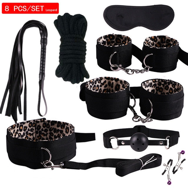 MwOiiOwM Exotic Accessories Nylon Sex Bondage Set Sexy Lingerie Handcuffs Whip Rope Anal Vibrator Adult Sex Toy for Couples - Pleasure Bar