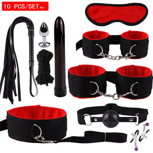 MwOiiOwM Exotic Accessories Nylon Sex Bondage Set Sexy Lingerie Handcuffs Whip Rope Anal Vibrator Adult Sex Toy for Couples - Pleasure Bar