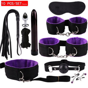 MwOiiOwM Exotic Accessories Nylon Sex Bondage Set Sexy Lingerie Handcuffs Whip Rope Anal Vibrator Adult Sex Toy for Couples - Pleasure Bar