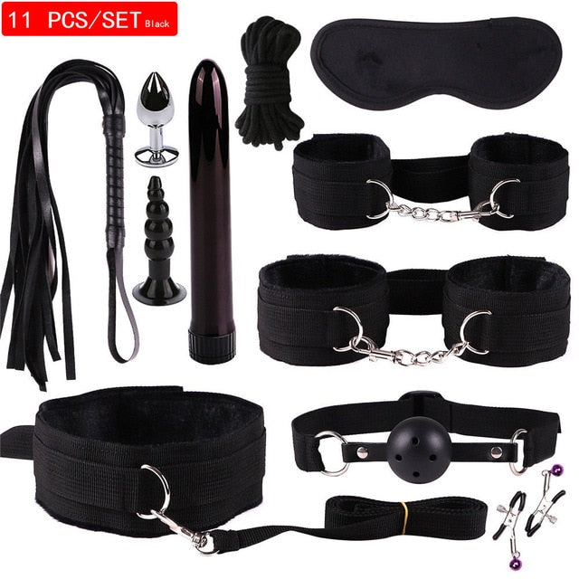 MwOiiOwM Exotic Accessories Nylon Sex Bondage Set Sexy Lingerie Handcuffs Whip Rope Anal Vibrator Adult Sex Toy for Couples - Pleasure Bar