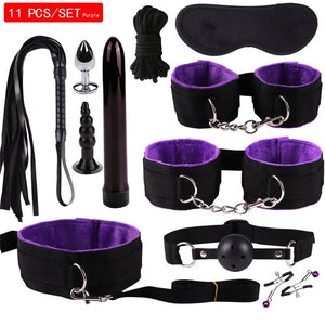 MwOiiOwM Exotic Accessories Nylon Sex Bondage Set Sexy Lingerie Handcuffs Whip Rope Anal Vibrator Adult Sex Toy for Couples - Pleasure Bar