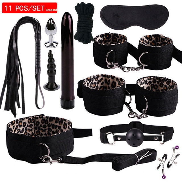 MwOiiOwM Exotic Accessories Nylon Sex Bondage Set Sexy Lingerie Handcuffs Whip Rope Anal Vibrator Adult Sex Toy for Couples - Pleasure Bar