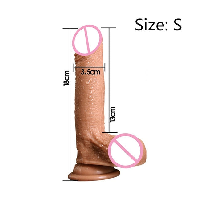 7/8 Inch Huge Realistic Dildo Silicone Penis Dong with Suction Cup for Women Masturbation Lesbain Sex Toy - Pleasure Bar