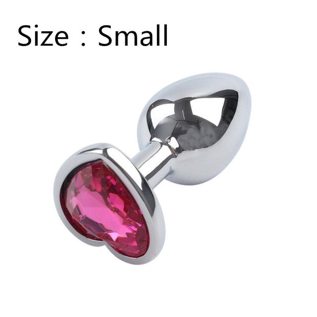 Heart shaped metal anal plug Sex Toys Stainless Smooth Steel Butt Plug Tail Crystal Jewelry Trainer For Women/Man Anal Dildo - Pleasure Bar