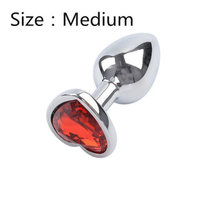 Heart shaped metal anal plug Sex Toys Stainless Smooth Steel Butt Plug Tail Crystal Jewelry Trainer For Women/Man Anal Dildo - Pleasure Bar