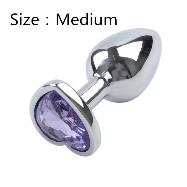 Heart shaped metal anal plug Sex Toys Stainless Smooth Steel Butt Plug Tail Crystal Jewelry Trainer For Women/Man Anal Dildo - Pleasure Bar