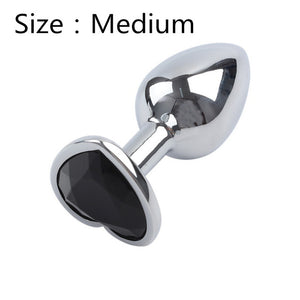 Heart shaped metal anal plug Sex Toys Stainless Smooth Steel Butt Plug Tail Crystal Jewelry Trainer For Women/Man Anal Dildo - Pleasure Bar