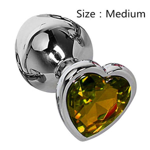 Heart shaped metal anal plug Sex Toys Stainless Smooth Steel Butt Plug Tail Crystal Jewelry Trainer For Women/Man Anal Dildo - Pleasure Bar