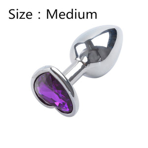 Heart shaped metal anal plug Sex Toys Stainless Smooth Steel Butt Plug Tail Crystal Jewelry Trainer For Women/Man Anal Dildo - Pleasure Bar